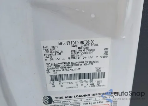 2014 Ford F-150 Xlt from USA, damaged, VIN 1FTFW1EF6EKE20207